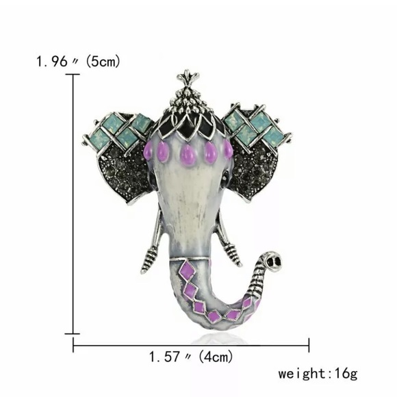 New! Gorgeous Jeweled Elephant Brooch - Picture 2 of 5